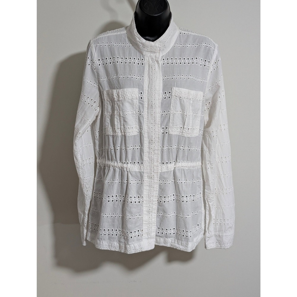 Maurices White Eyelet Lace Button-Up Long Sleeve Blouse – Size Large